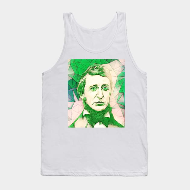 Henry David Thoreau Green Portrait | Henry David Thoreau Artwork 7 Tank Top by JustLit